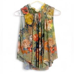 Anthropologie Flowy Sleeveless Blouse Cottagecore Fairy Whimsical Summer Spring